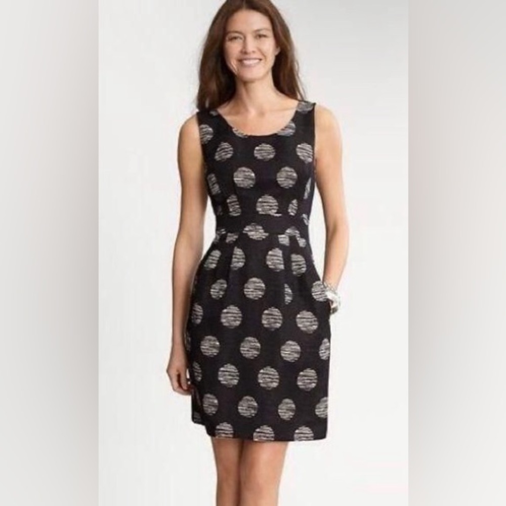 Banana Republic Black Polka Dot Midi Dress